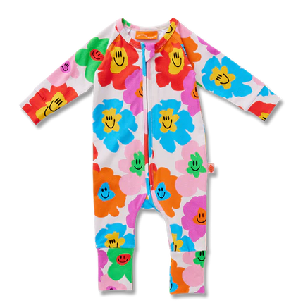 longsleeve romper with hej blomma design