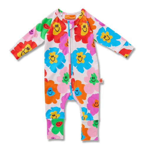 longsleeve romper with hej blomma design