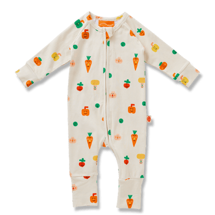 baby romper with veggie print