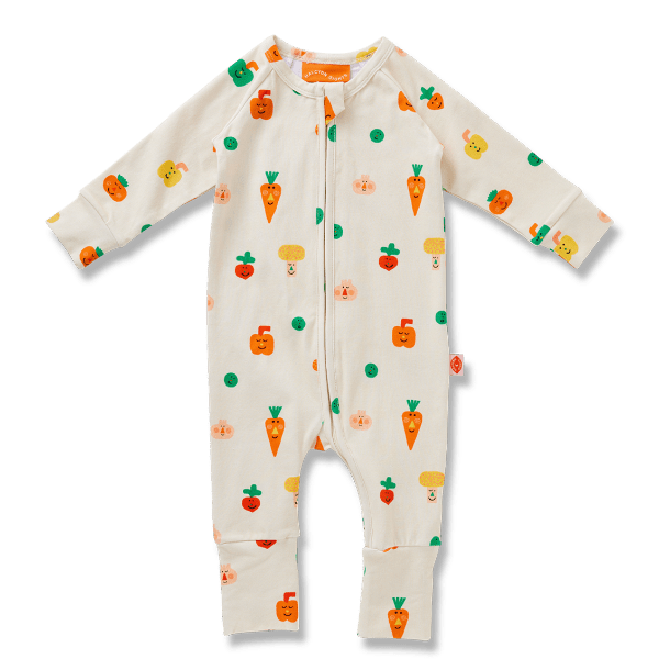 baby romper with veggie print