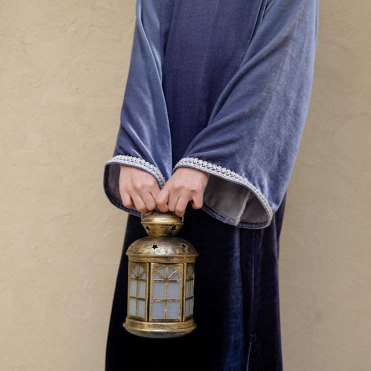 PRE-ORDER Girls Jalabiya - Ombré Grey Navy Velvet