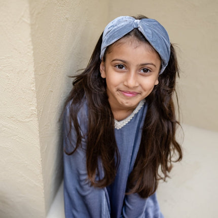 Velvet Headband - Ombré Grey Navy