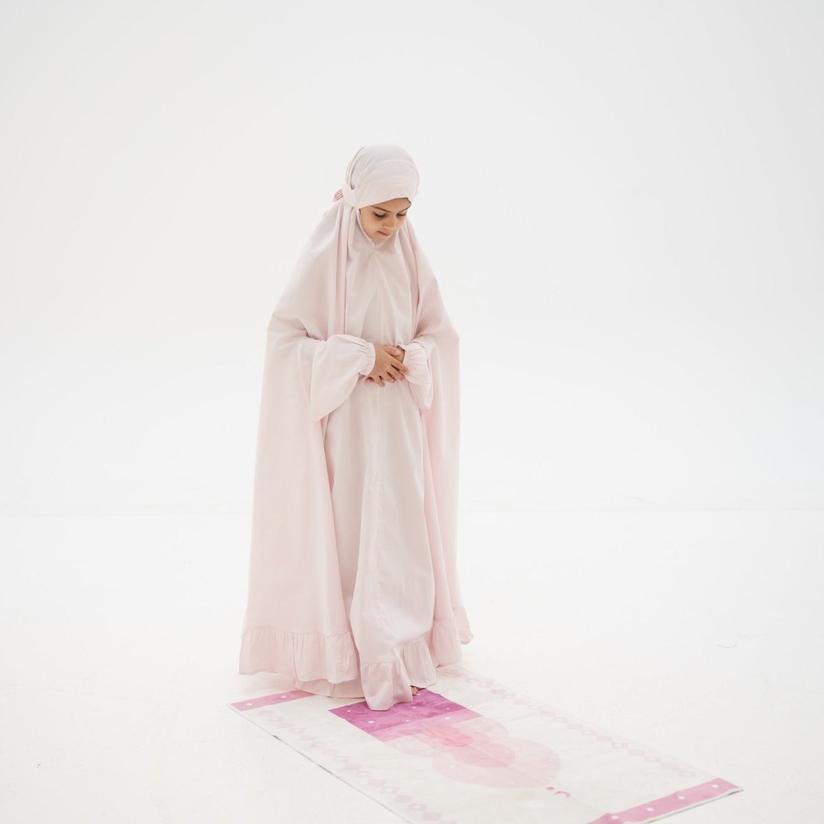 pink prayer dress Light Pink Prayer Dress Haadiyaas