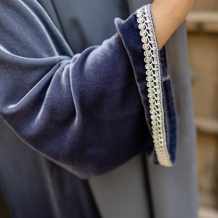 PRE-ORDER Matching Mom Jalabiya - Ombré Grey Navy Velvet