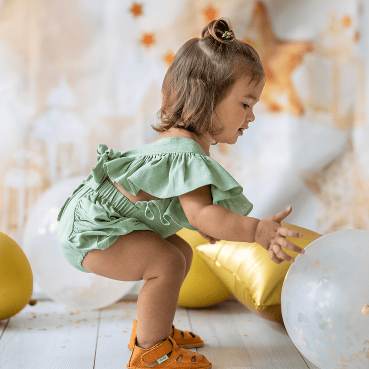mint green linen romper