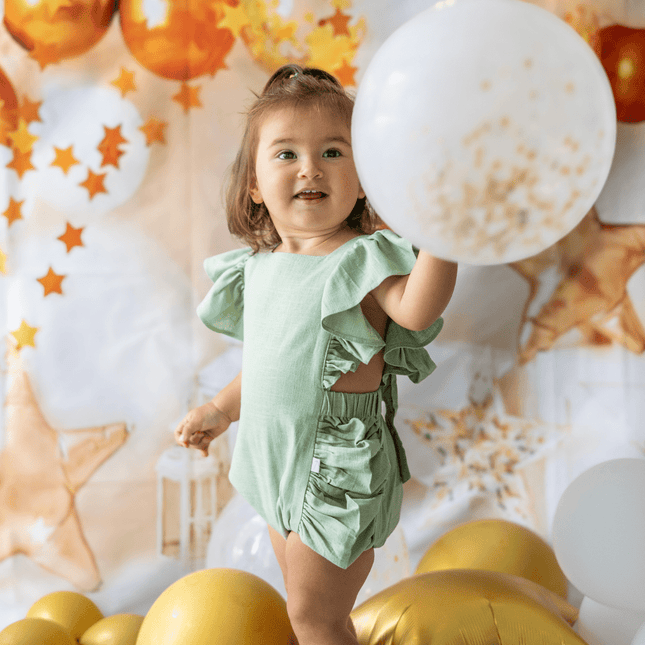 mint green girl baby romper