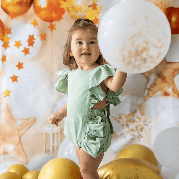 mint green girl baby romper