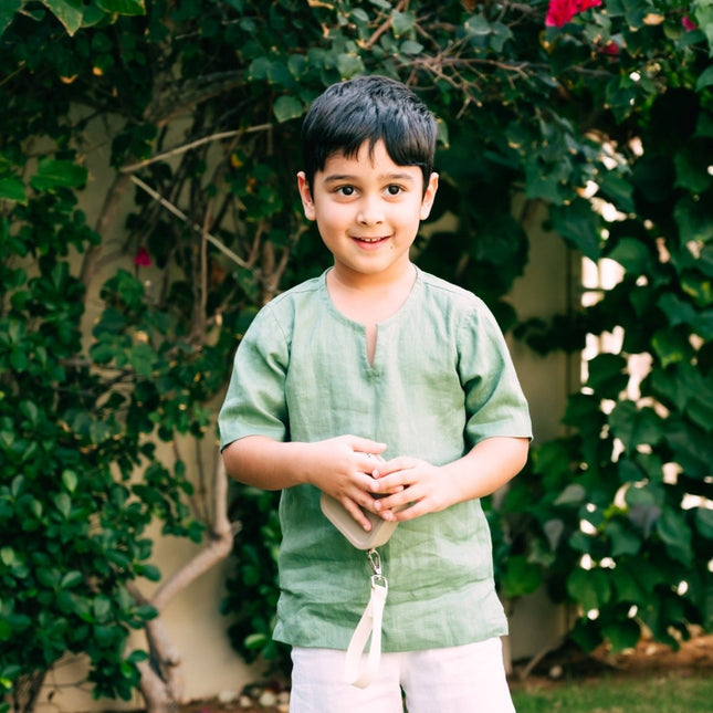 linen shirt green boys