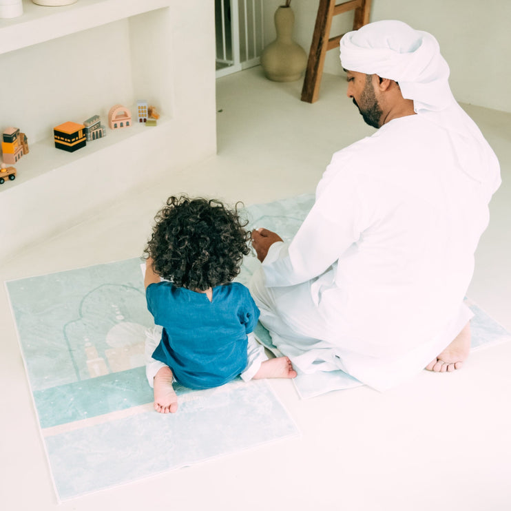 matching prayer mat set adult and child maison tini ramadan