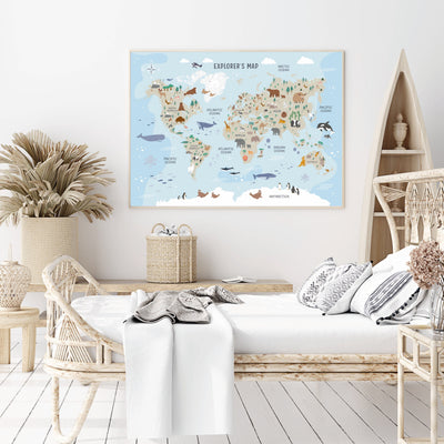 world map on canvas from maison tini