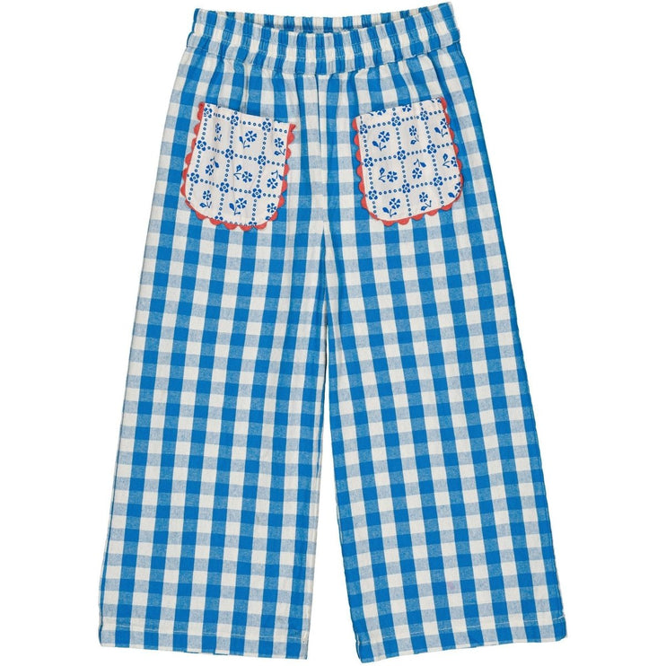 Ibiza blue pants with floral pockets 