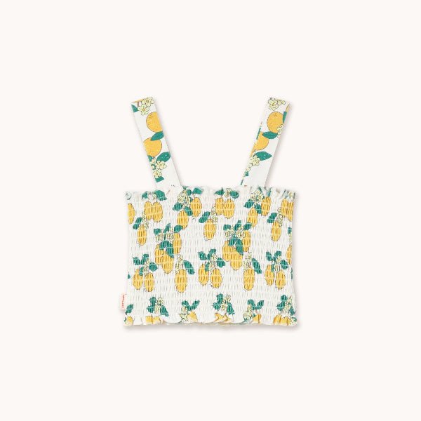 Square crop top with pineapple pattern