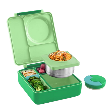A green compartment bento lunch box 
