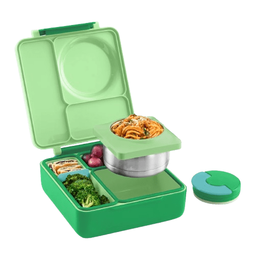 A green compartment bento lunch box 