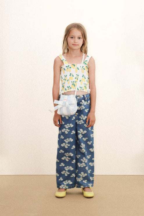 Sleeveless Oranges print crop top 