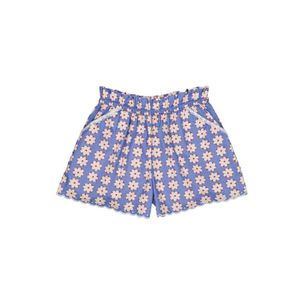 Pomponette blue shorts with floral print