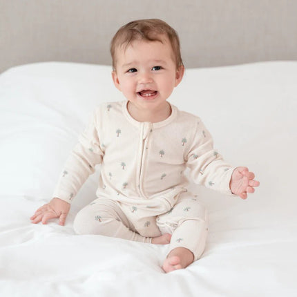 Baby in Ribbed Date Palm Sleepsuit