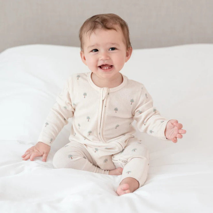 Baby in Ribbed Date Palm Sleepsuit