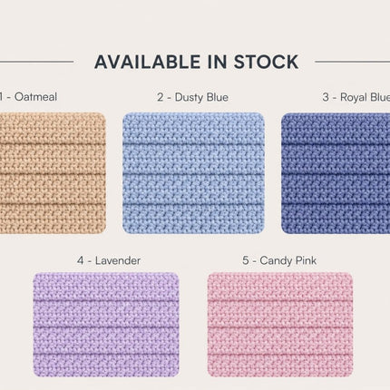 Color swatches of woven materials in various colors with labels above them.