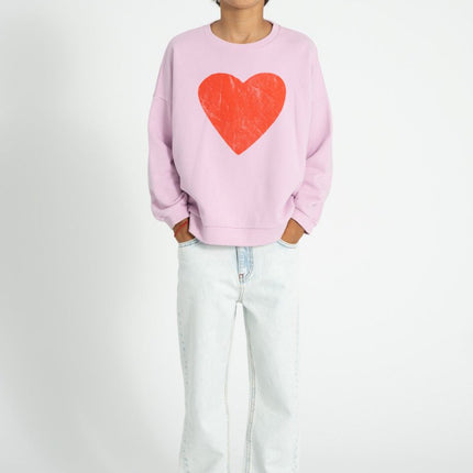 Sweatshirt - Lilac with Red Heart Print