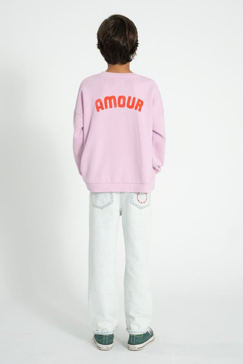 Sweatshirt - Lilac with Red Heart Print
