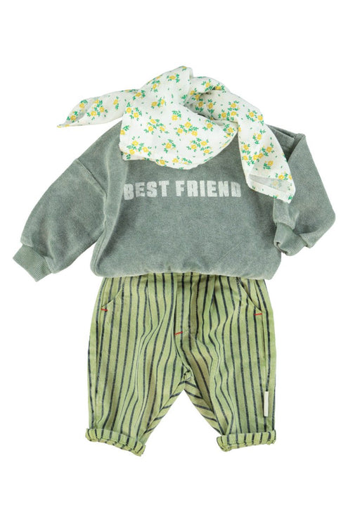baby outfit idea, sweatshirt detailed with text print