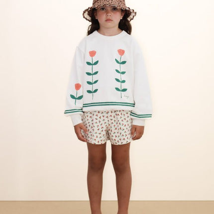 Off-white sweatshirt with rose print