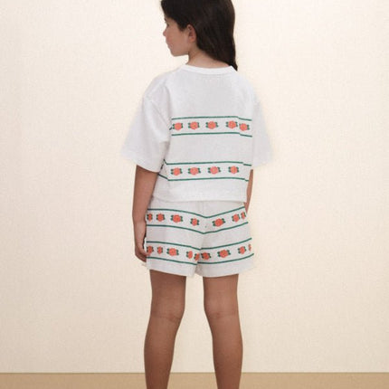 Off-white crop t-shirt with roses print