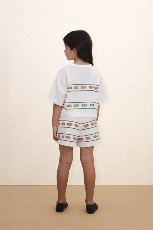 Off-white crop t-shirt with roses print