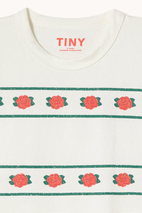 Off-white crop t-shirt with roses print 