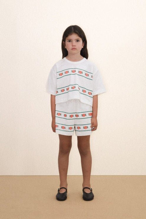 Off-white crop t-shirt with roses print