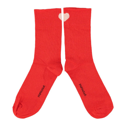 red socks with heart print