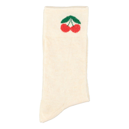 ecru socks with small cherry print 