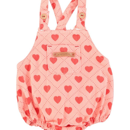 Pink baby romper with heart pattern 