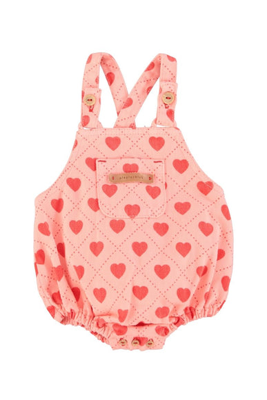 Pink baby romper with heart pattern 
