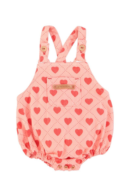 Pink baby romper with heart pattern 