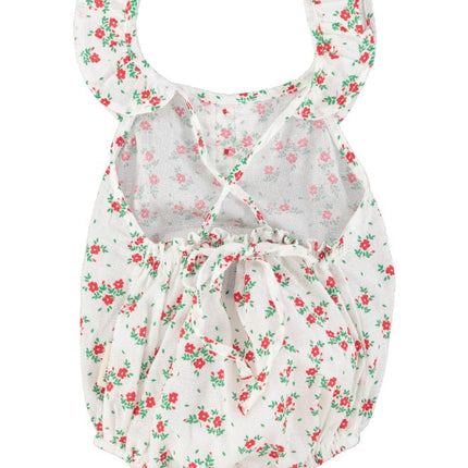 baby romper with fringe straps on a white background