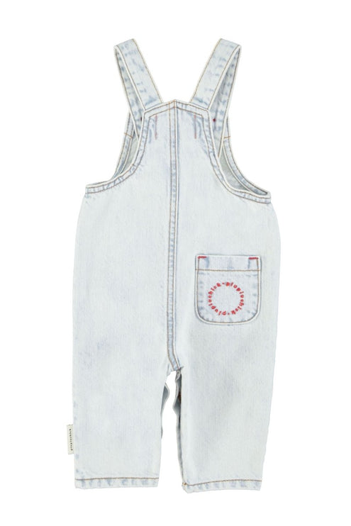 Light blue denim overalls pocket on the back