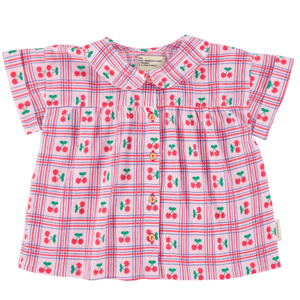 Checkered blouse with cherry pattern