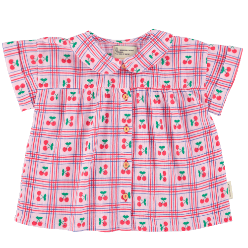 Checkered blouse with cherry pattern