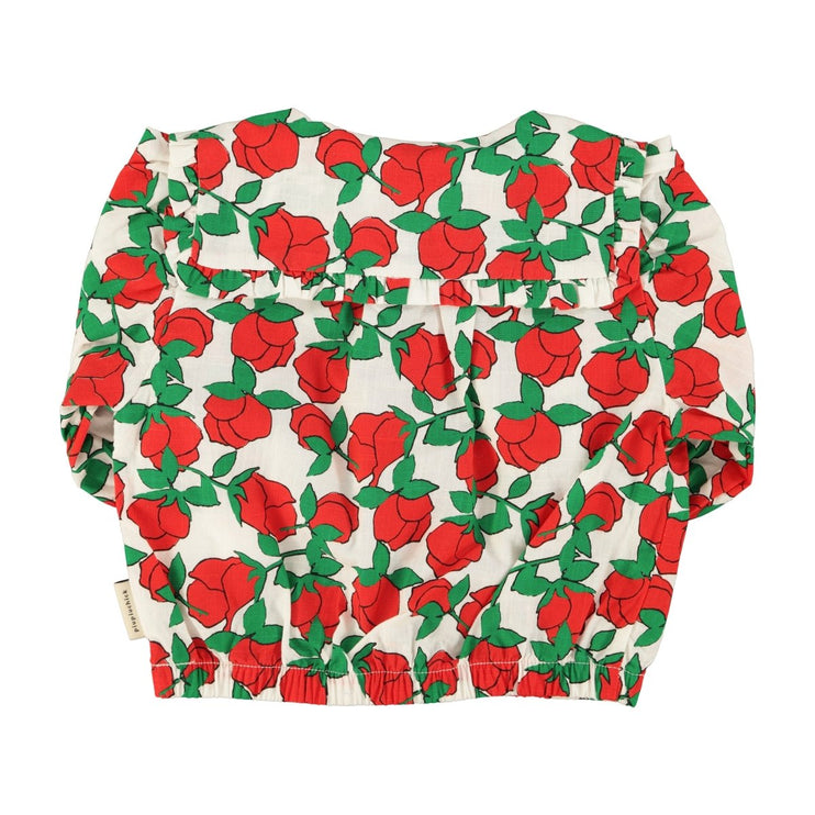 Shirt with red roses print all over