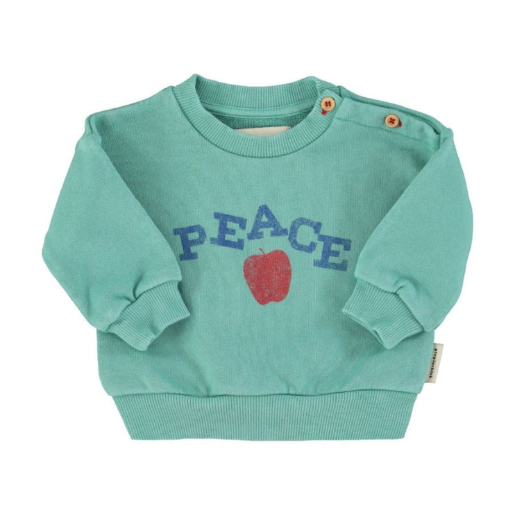 turquoise sweatshirt for baby with peace print 