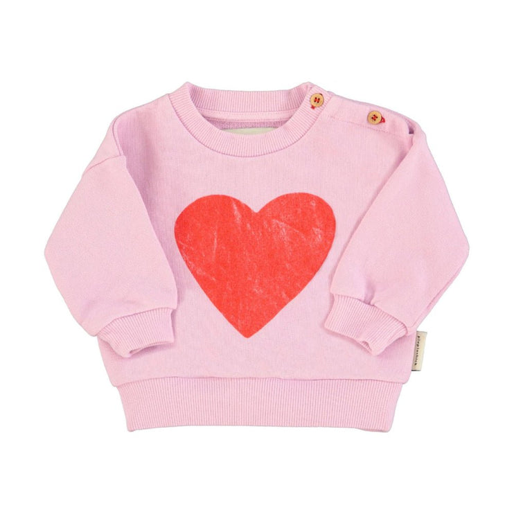 lilac sweatshirt with buttons on shoulders for baby sizes