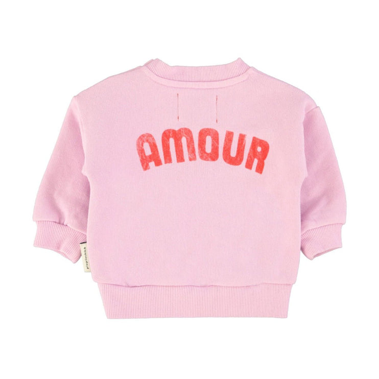 lilac sweatshirt detailed with print at front and back