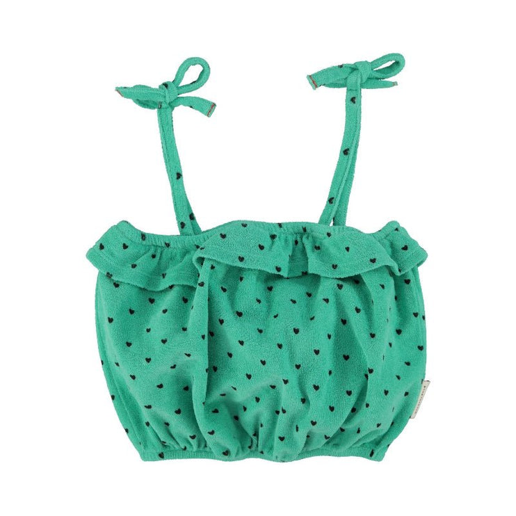 green top with straps printed with black hearts