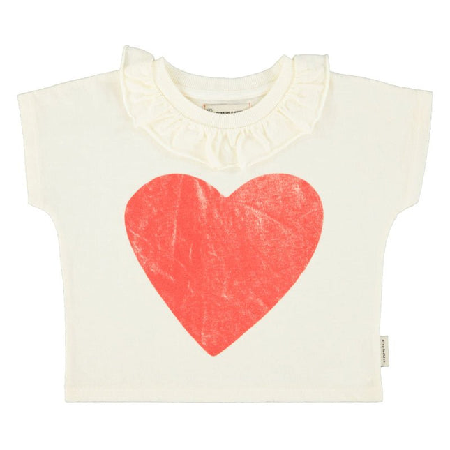 t-shirt with collar printed with red heart