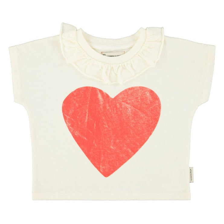 t-shirt with collar printed with red heart
