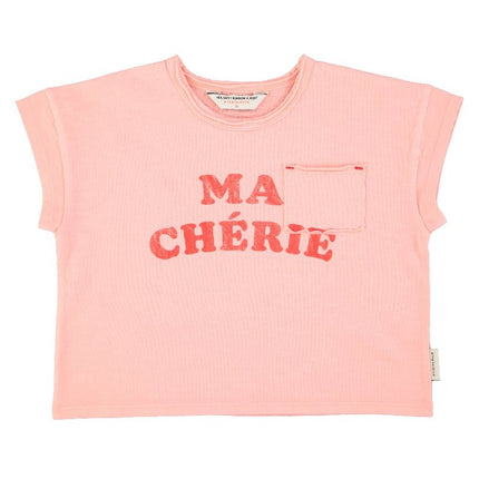 t shirt in jersery flame with chest pocket in raw edge detailed with front print