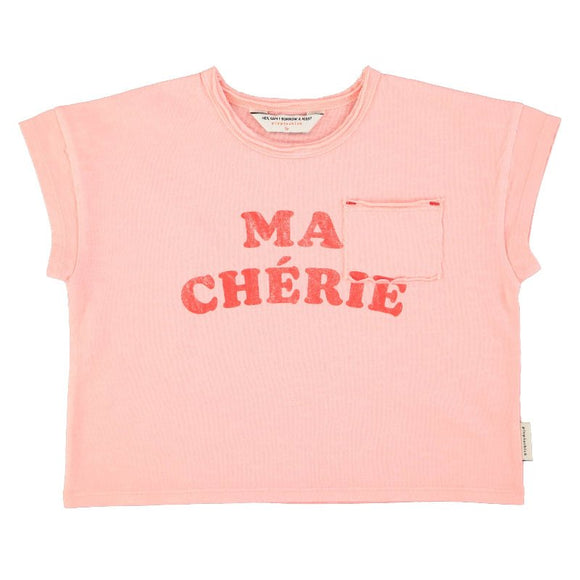 t shirt in jersery flame with chest pocket in raw edge detailed with front print