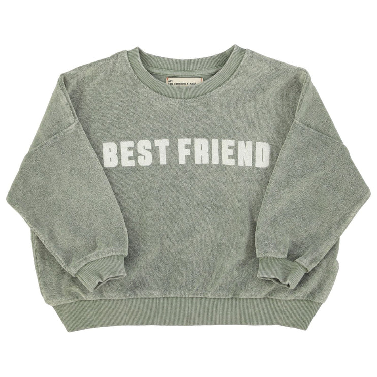 washed green sweatswirt detailed with print